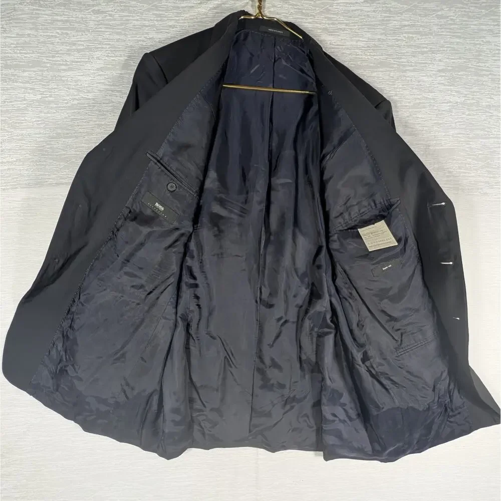 Hugo Boss Blazer Mens 44R 3 Button Black Wool Jacket